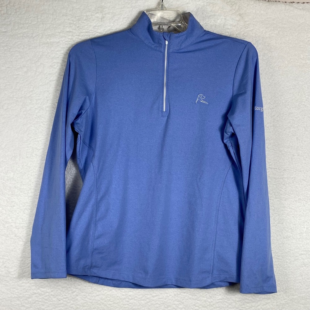 Rhoback Womens L Periwinkle Blue Quarter Zip JP Morgan Golf Performance Pullover